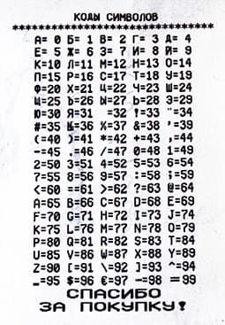 Коды символов АТОЛ 90Ф Коды символов АТОЛ 90Ф
